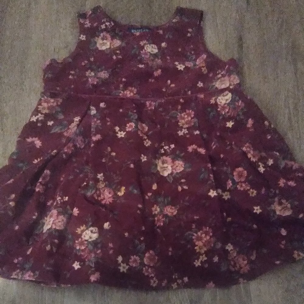 Ralph Lauren Cranberry print floral corduroy jumper 2T